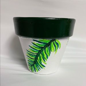 Hand painted decorative clay pot- 4”.